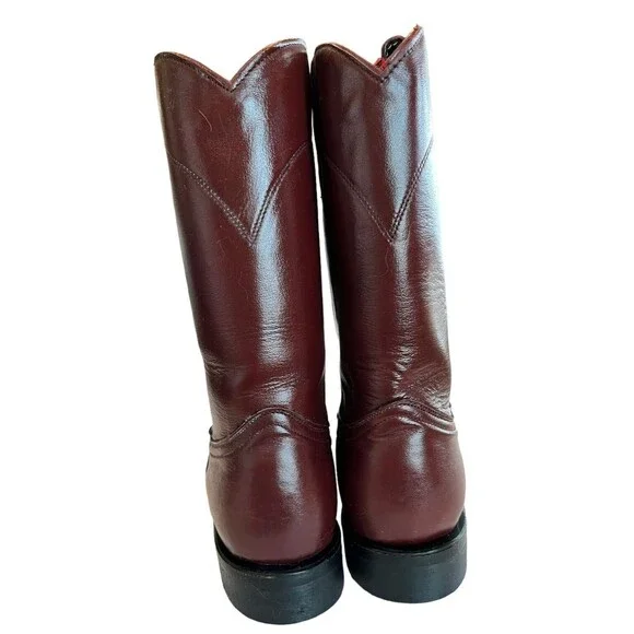 Cowtown Mens women’s Roper Dark Brown Leather Western Boots 6 1/2B Hand Made Cowboy & Western Boots